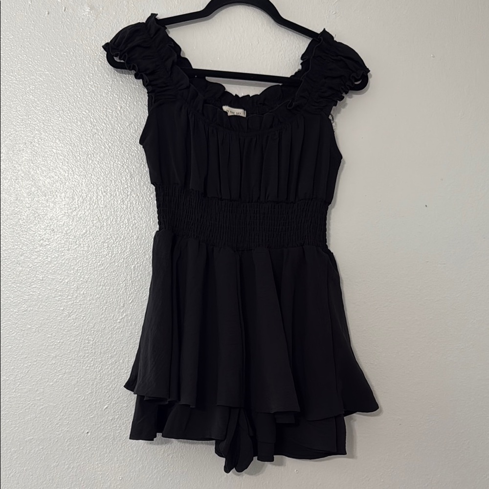 Black Ruffled Romper